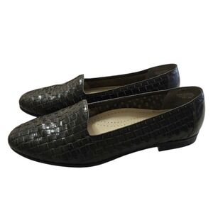 Trotters Liz Basket Weave Leather Loafers In Black Sz 9.5M